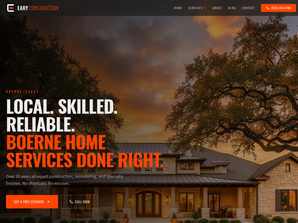 EARY Construction website preview