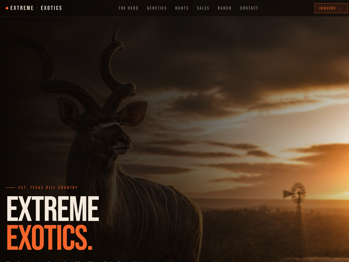 Extreme Exotic website preview