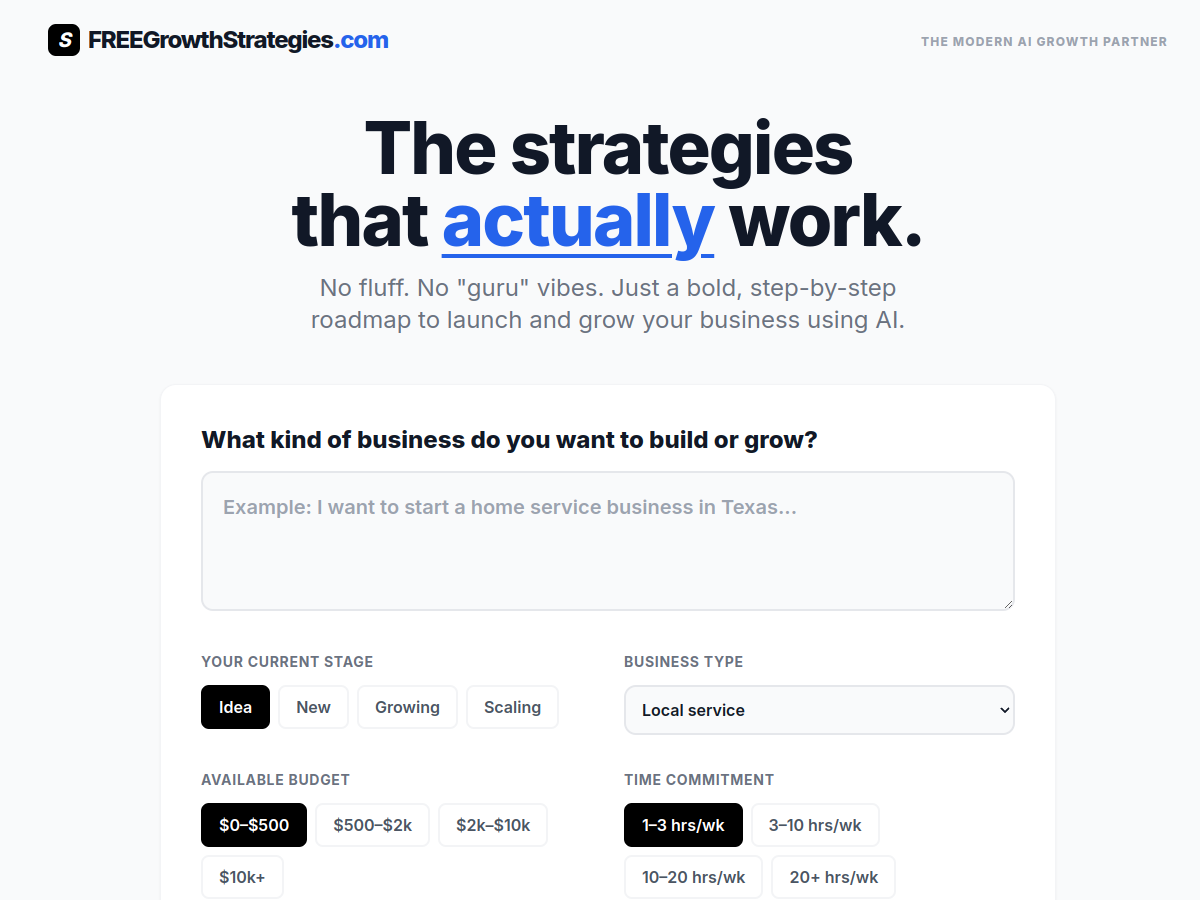 Free Growth Strategies website preview