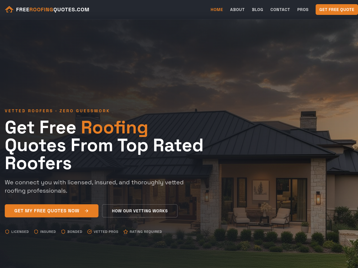 FREE Roofing Quotes website preview