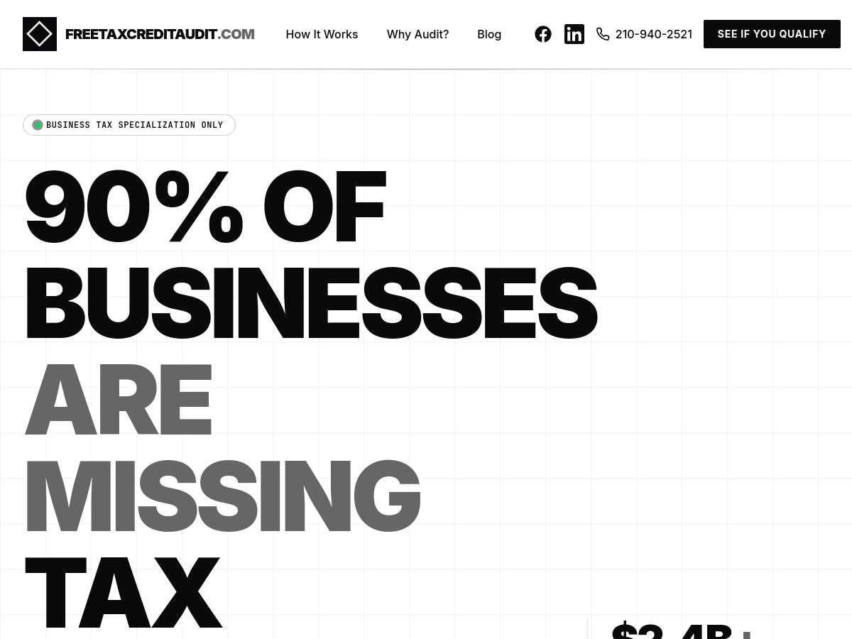 FREE Tax Credit Audit website preview