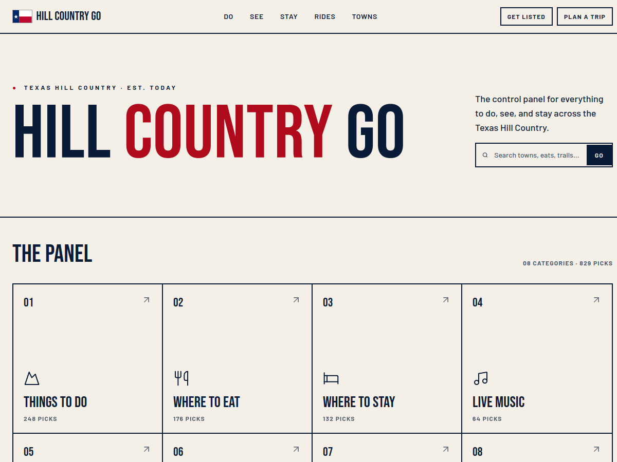 Hill Country Go website preview
