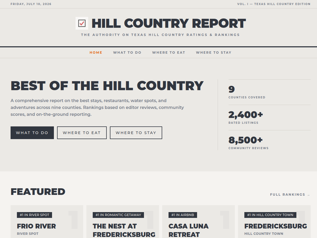 Hill Country Report website preview