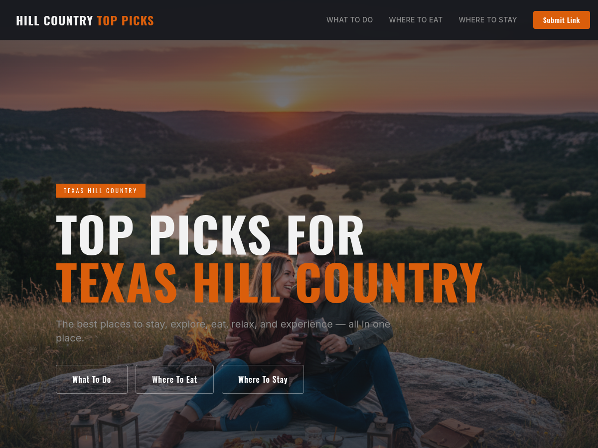 Hill Country Top Picks website preview