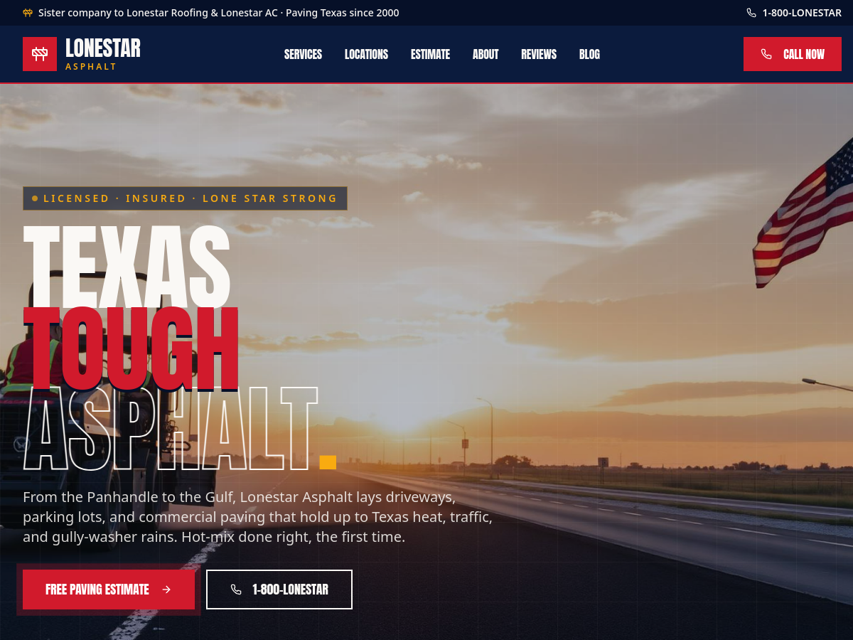 Lonestar Asphalt SA website preview