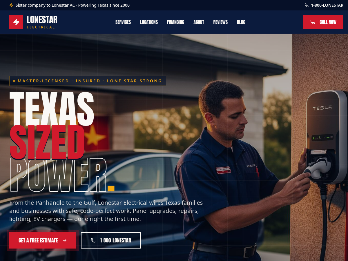 Lonestar Electric SA website preview