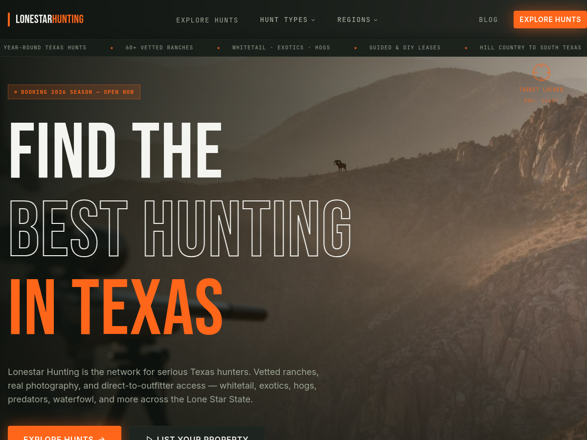Lonestar Hunting website preview