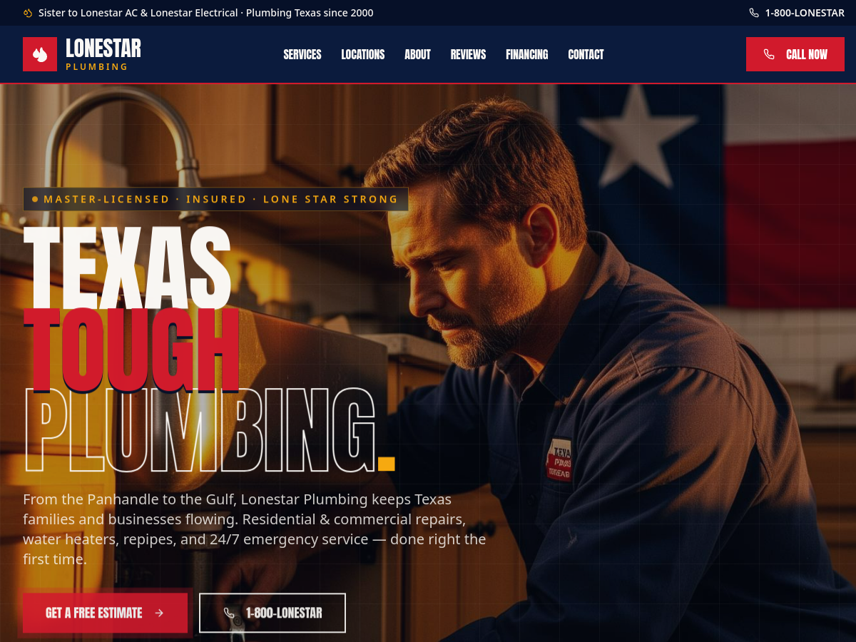 Lonestar Plumbing SA website preview