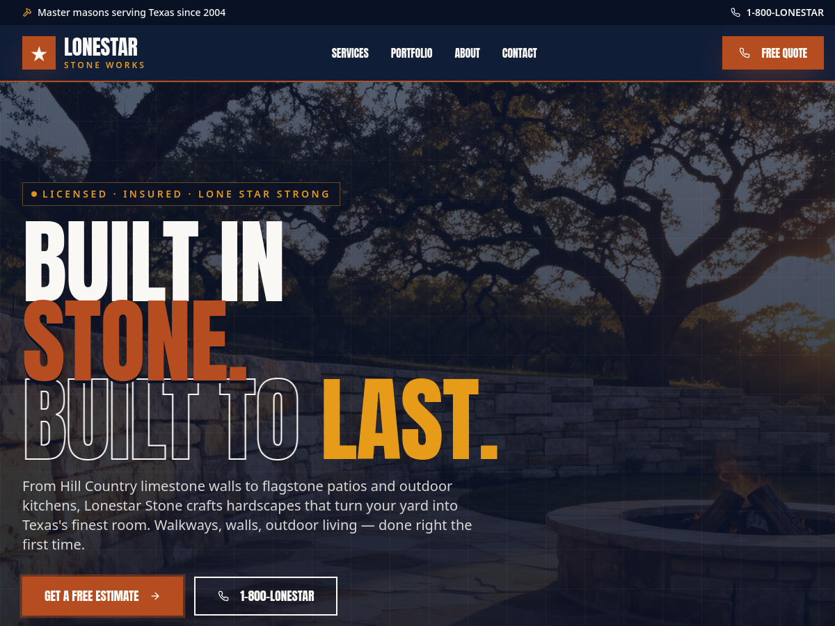 Lonestar Stone SA website preview