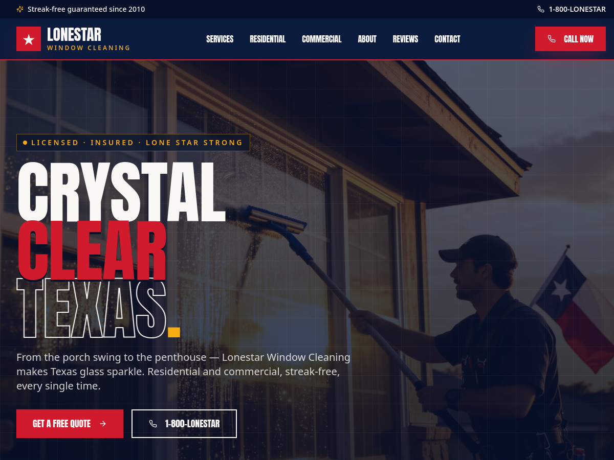 Lonestar Window Cleaning SA website preview
