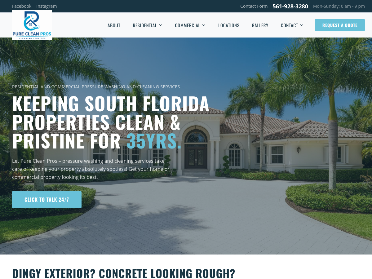 Pure Clean Pros website preview