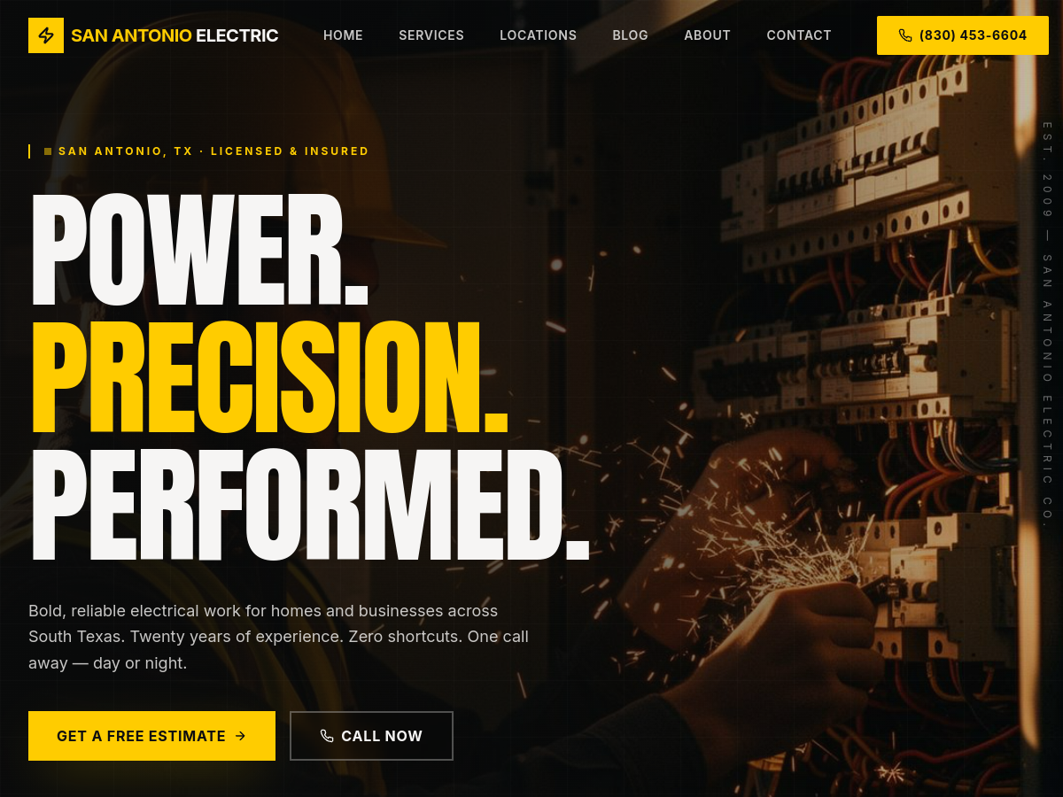 San Antonio Electric Company website preview