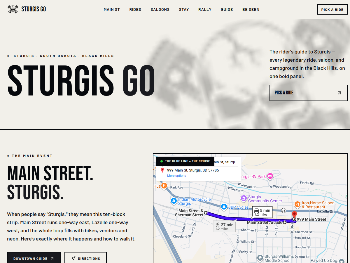 SturgisGo website preview